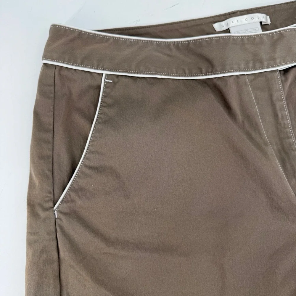 Nike Golf Fit Dry Brown White Piping Athletic Shorts Womens‎ 16 RN56323